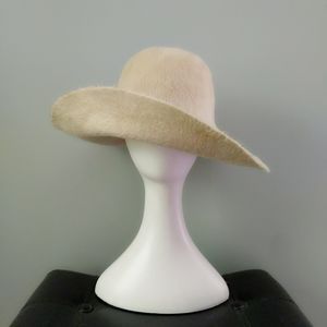 Vtg Borsalino Cream Rabbit Fur Felt Floppy Hat